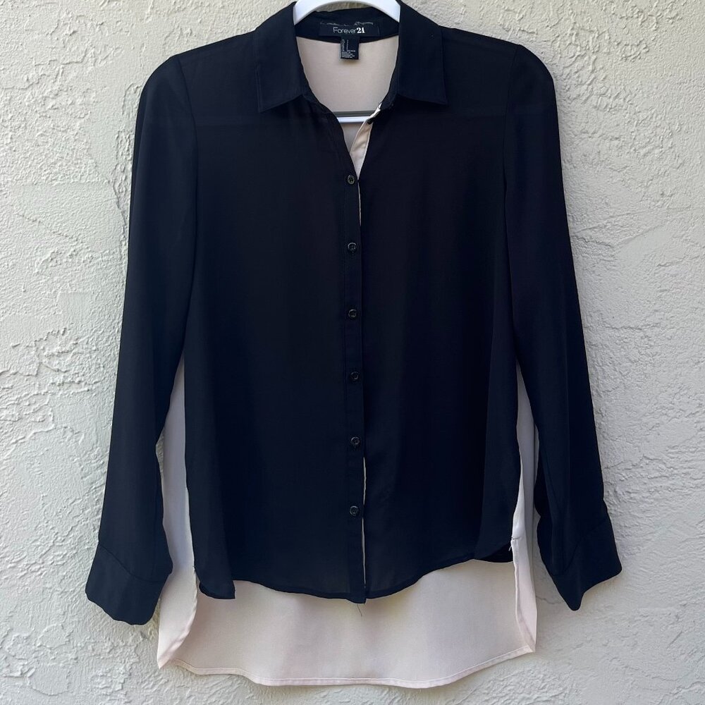 Forever 21: Black + Beige Dress Shirt